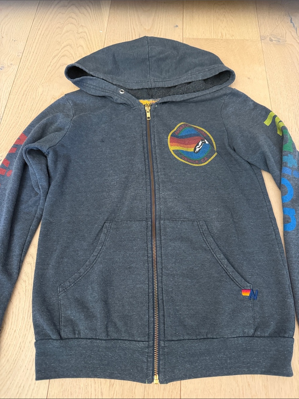 Aviator Nation  Zip Hoodie with Rainbow Accents size 14